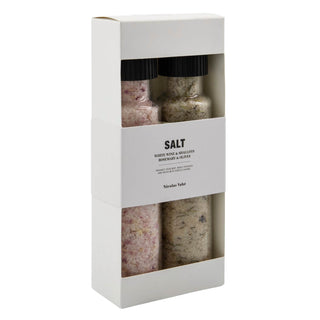 Cadeaubox Witte Wijn & Sjalot Zout + Rozemarijn & Olijf Zout van Nicolas Vahe, duidelijk als hoofdfoto afgebeeld