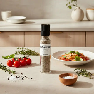 Nicolas Vahé Everyday Mix naast een bord pasta en tomaten