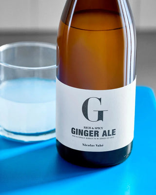 Ginger Ale 75cl van Nicolas Vahe, van dichtbij met etiket en productdetails zichtbaar