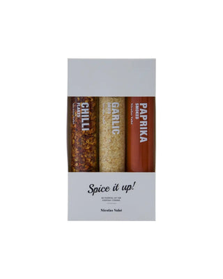 Kruidenmix Chilli garlic smoked paprika - set van 3 van Nicolas Vahe, van bovenaf met vorm en indeling zichtbaar