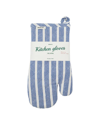 Ovenwanten Chef Blauw 33cm van Nicolas Vahe, met materiaal en afwerking van dichtbij zichtbaar