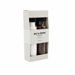 Nicolas Vahé Salt & Pepper cadeaubox met zwarte peperkorrels en Frans zeezout in gebroken-witte doos