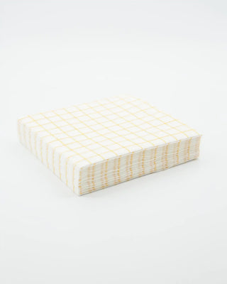 Servetten Check Geel 20x20 cm van Nicolas Vahe, met materiaal en afwerking van dichtbij zichtbaar