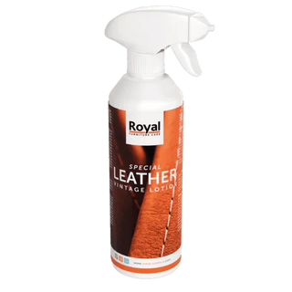 Vintage leer lotion 500ml van Oranje Furniture Care, vrijstaand en duidelijk afgebeeld