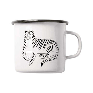 Emaille mok Tiger 300ml van Typealive, aan de achterzijde met de tweede opdruk zichtbaar