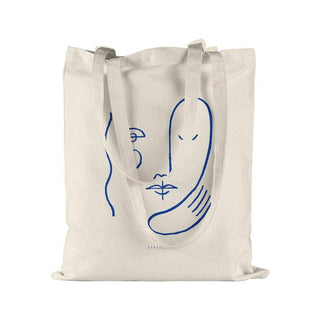 Katoenen tas faces naturel van Typealive, gepresenteerd in een natuurlijke buitenomgeving