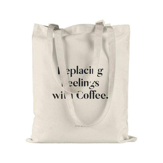Katoenen tas Feelings van Typealive, gepresenteerd in een natuurlijke buitenomgeving