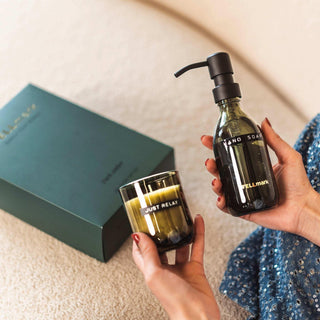 Discovery giftset Dark amber van Wellmark, tijdens gebruik in de keuken of badkamer